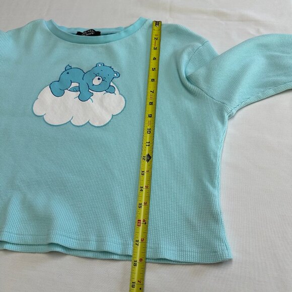Dolls Kill x Care Bears Blue Cropped Waffle Knit Long Sleeve Top Size 1X Thermal - Picture 6 of 8